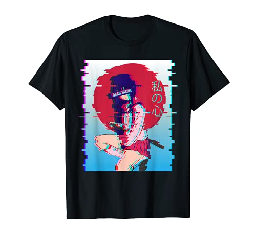 Japanese Anime School Girl Dead Inside Vaporwave Aesthetic T-Shirt