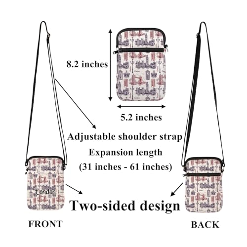 FUSTMW London Crossbody Bag London City Gifts London Experience Gifts Cell Phone Purse Gifts for Trip to London Wallet Pouch2