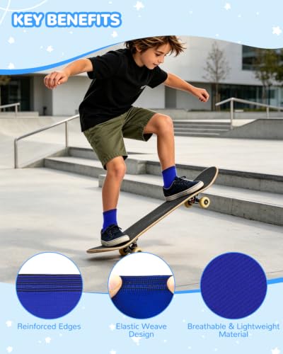 Image of 6 PCS Kids Ankle Brace Set, Ankle Support Wraps, Knitted Ankle Sleeve Sock for Sprains, Injuries and Active Play for Daily Wear, Injury Prevention (Blue, Small)