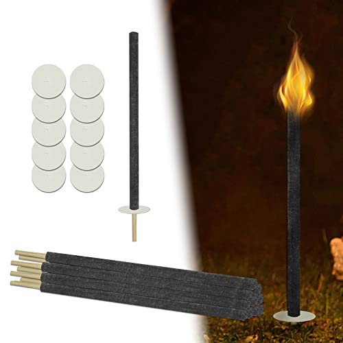 UISEBRT Torches à cire 50 pièces - Temps de combustion 100 minutes, cire naturelle Torches extérieures avec protège-mains, poignée extra-longue, pour enfants jardin randonnée nocturne