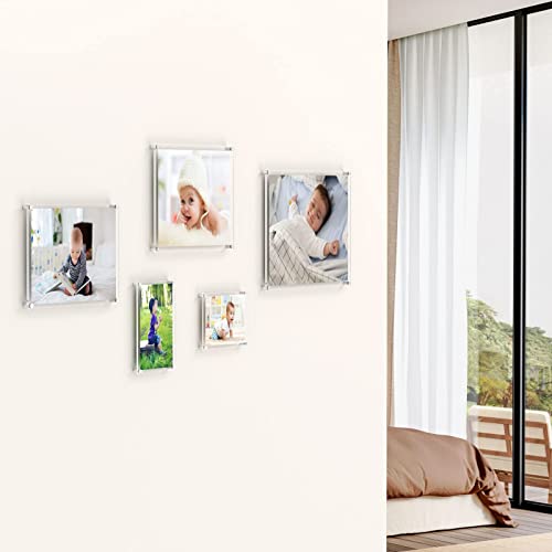 Niubee NBPN-248K Clear Acrylic Wall Mount Floating Frameless Picture Frame Up To 18X24 Photo For Poster Photography Frames-Double Panel thumb #7