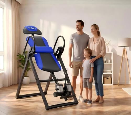 Image of YOLEO Inversion Table for Back Pain 2026 Foldable Inversion Table w /Removable Lumbar Pad, Reversible Ankle Holders, Easy Assembly