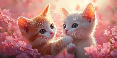 Kit Art Diamant DIY Deux Chats C-266 - Idée Cadeau Originale Grand Format 60x120 cm