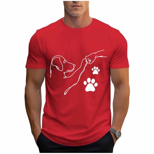 Image of Mens T Shirt Casual T Shirts Basic Tshirt Breathable T-Shirt Summer T-Shirts Fashion Tshirts Sport Shirt Smart Top Training Tee Shirt Active Sportswear Hawaiian Tee Shirts Red S