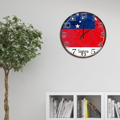 Horloge ronde drapeau Samoa 38cm silencieuse pour salon - 5