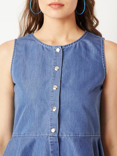 Image of Miss Chase Women's Round Neck Half Sleeves Cotton Lace and Pearl Detailing