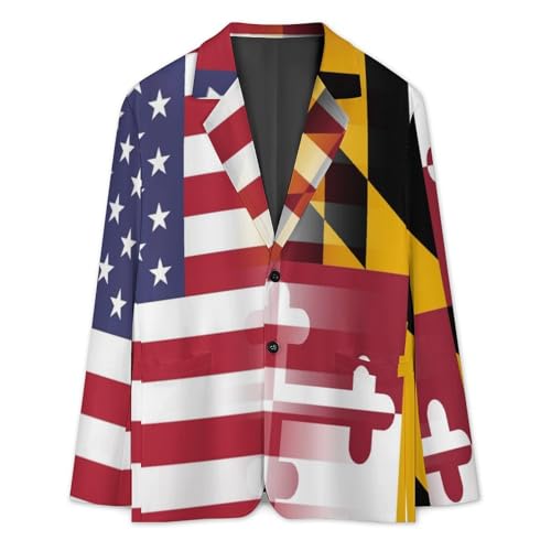 U.S.A. Maryland Flag Funny Suits Blazer for Men Business Jacket 2 Button Sport Coat Wedding Office2