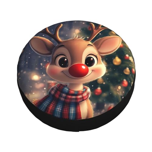 Image of Christmas Reindeer Spare Tire Cover Winter Weatherproof Universal Wheel Protectors Christmas New Year Wheel Covers for Rv Camper Travel Trailer SUV Truck 15 Inch Holiday Xmas Decor