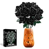 BeepZipp Black Roses Flower Bouquet Building Blocks Set, Artificial Flowers Blocks Kit Compatible with Lego Flowers, Halloween Christmas Decorations Gift for Adults Teens