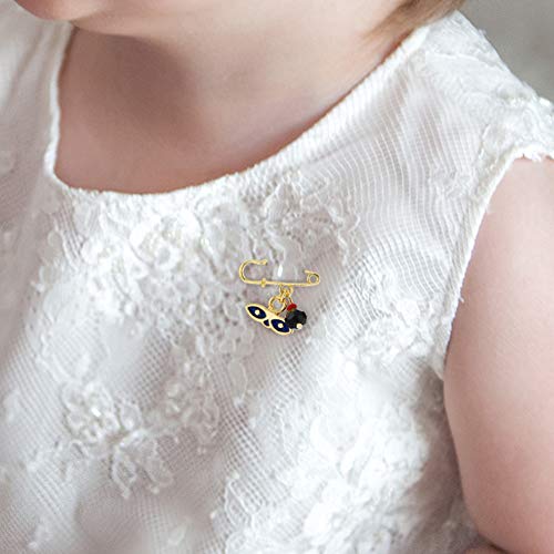 Gold Plated St Lucy Simulated Azabache Evil Eye Protection Brooch Pin for Babies, Infants, and Toddlers - Religious and Meaningful Amulet Protection Charm Jewelry for Kids2