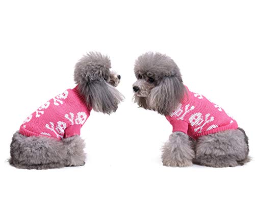 S-Lifeeling Skull Dog Sweater Holiday Halloween Christmas Pet Clothes Soft Comfortable Dog Clothes - Pink,Xxl #TOP1