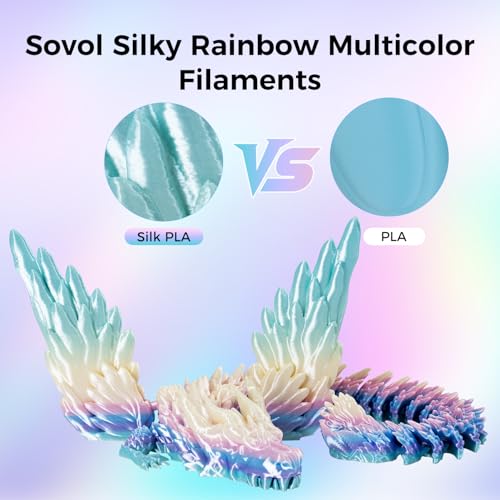 Image of Sovol 3D Printer Silk Shiny Multicolored Gradient Fast Change Rainbow PLA 1kg (2.2 lbs) Spool 3D Printing Materials, Dimensional Accuracy + /- 0.03 mm, 1.75 mm