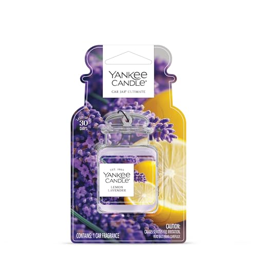 Image of Yankee Candle Car Air Fresheners Hanging Car Jar Ultimate Lemon Lavender Scented Neutralizes Odors Up To 30 Days, Purple