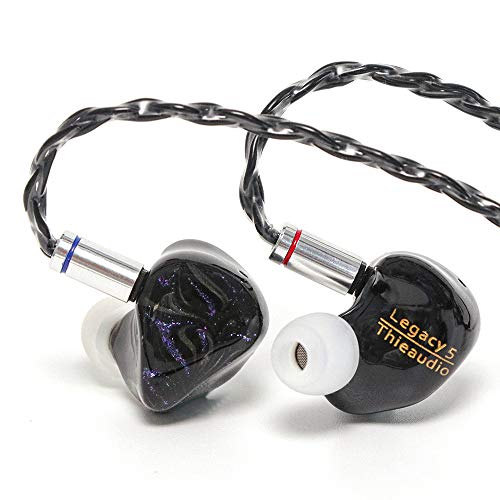 THIEAUDIO Legacy 5 4BA+1DD Hybrid Driver HiFi in-Ear Earphones for Audiophile Musicians (Black Cable, Red Purple)