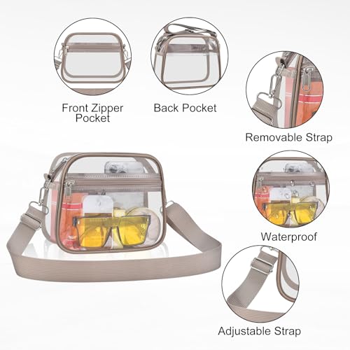 Image of Clear Bag for Stadium Events Clear Sports Fan Handbags Purses with Adjustbale Strap for Concerts Festivals Game Day