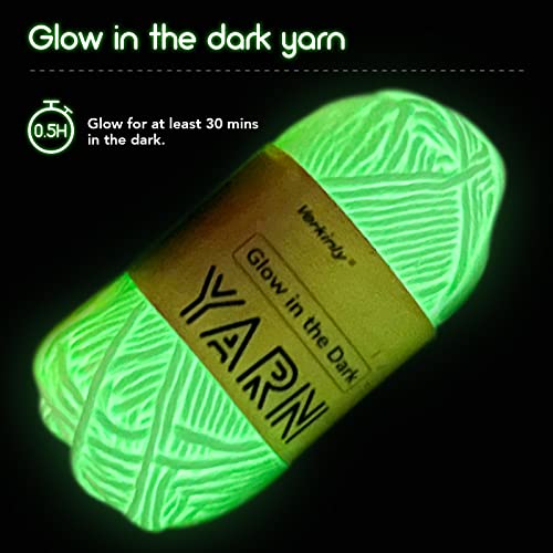 Verkinly 4 Rolls Glow In The Dark Yarn For Crocheting, 55 Yards Sewing Supplies For Party Supplies, Knitting & Sewing Beginners, 2 Locking Knitting Markers 2 Crochet Hooks For Diy Arts(Green) #TOP1