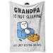 GoMelley Funny Fathers Day Grandpa Gifts, Grandpas Birthday Gift from Grandkids, Grandpa is Not Sleeping Blanket, Super Soft Throws Blanket for Napping, Promoted to Grandpas Gifts, 60" x 50"(Gray)