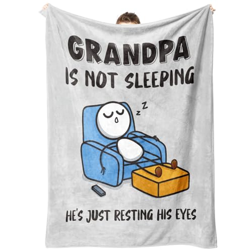 GoMelley Funny Grandpa Christmas Birthday Gifts, Grandpa is Not Sleeping Blanket, Grandpas Gift from...