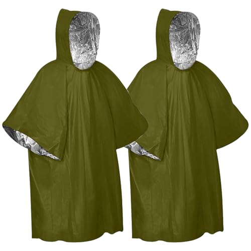 Editbar 2 Stück Notfall-Survival-Poncho,Notfall Regenponcho,Rettungsdecke Biwaksack,Erste-Hilfe-Wärâ€¦ – Miniatur