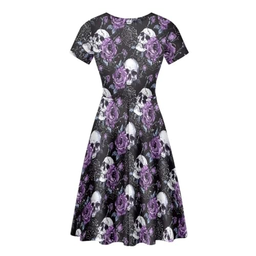Image of Forchrinse Native Aztec Style Black White Geometric Women's Midi Dress Casual Long Dress Round Neck Swing Dress