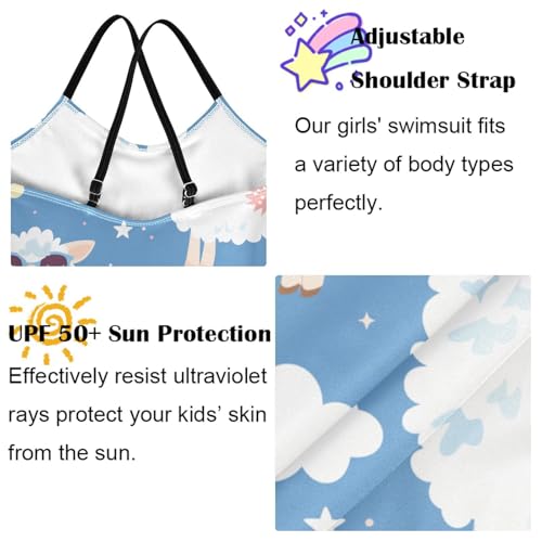 Image of Girls one Piece Swimsuit Summer UPF 50+ Quick Dry Beach Bathing Suit with Straps Swimwear 3-10 Years