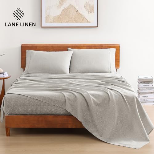 Image of LANE LINEN 100% Organic Cotton Bed Sheets Extra Long Twin, Soft & Comfy Fully Elasticized Percale Perfect for Hospital Bed & Dorm Room, Low Pilling Machine Washable Printed Twin XL Sheet- Snowdrop