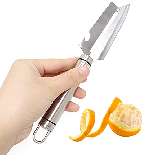 Honbay 1Pcs Multifunctional Stainless Steel Knife Fruits Peeler Cutter Vegetables Knife Fish Scales Scraper Bottle Opener For Home Kitchen (9.45") #TOP5
