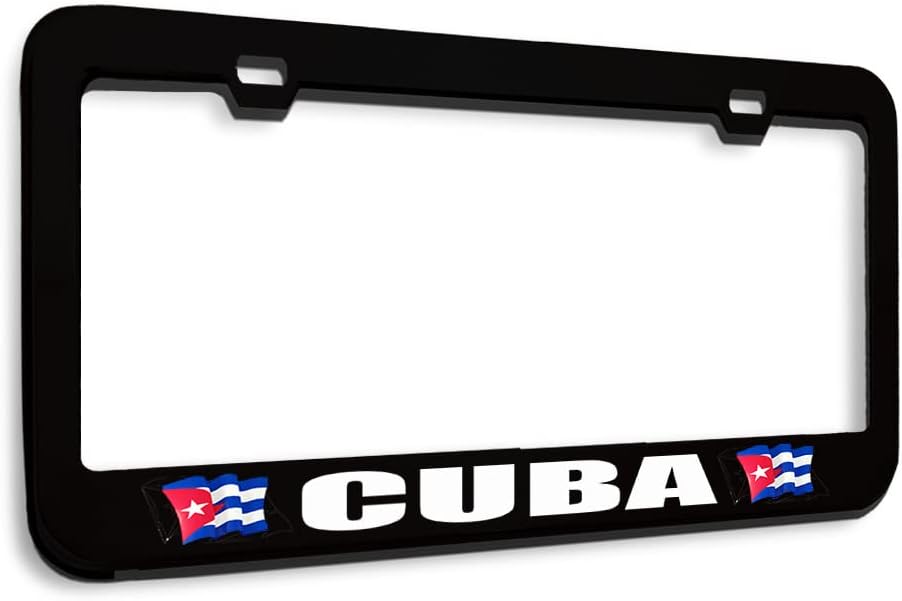 Speedy Pros Metal License Plate Frame Cuba Cuban Flag Metal Car Accessories Stainless Steel 2 Holes 1 Frame