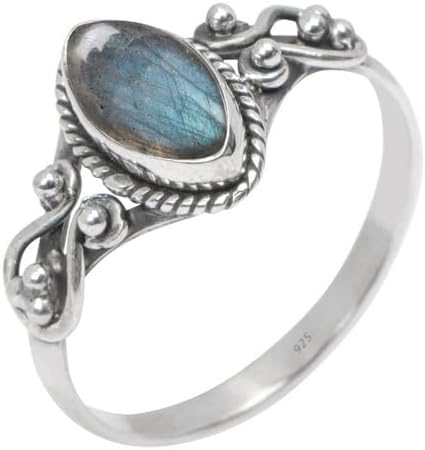 Ring, 925 Sterling Silver Statement Ring For Women, Handmade Ring Gemstone Promise Ring for Birthday Christmas Gift For Her Ring Size US