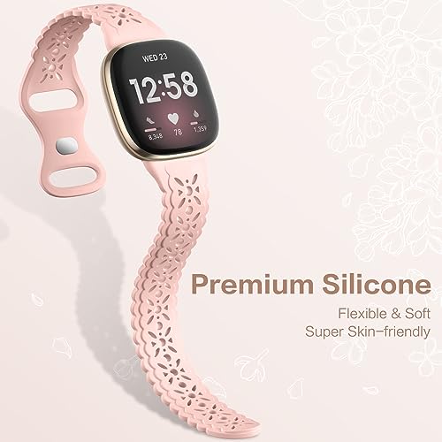 Charlam 4 Pack Lace Silicone Straps Compatible with Fitbit Versa 3/ Versa 4 Straps/Fitbit Sense/Sense 2 Strap - Image 2