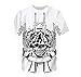 T-Shirt,Coltello da Scheletro Magliette vestibilità Regolare Funky Moda Manica Corta Unisex Stampato in 3D per Uomo Bianco 4XL
