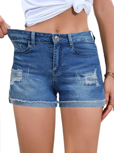 FEKOAFE Women's Denim Hot Shorts Casual Summer High Waisted Stretchy