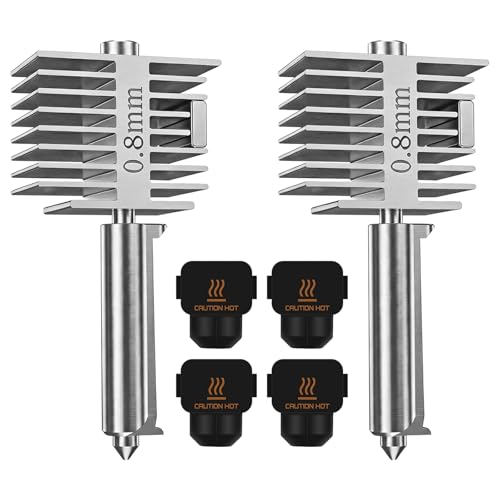 HIKUDIY 2-Pack 0.8mm Hotend 2.0 Upgrade for Bambu Lab A2L/A1/A1 Mini, All-Metal Stainless Steel Print Head with 4 Silico