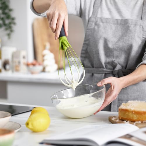 Joseph Joseph Twist Whisk- 2 in 1 - frusta piatta e a palloncino - Adatto per pentole antiaderenti, Silicone, Grigio / Verde - immagine 3