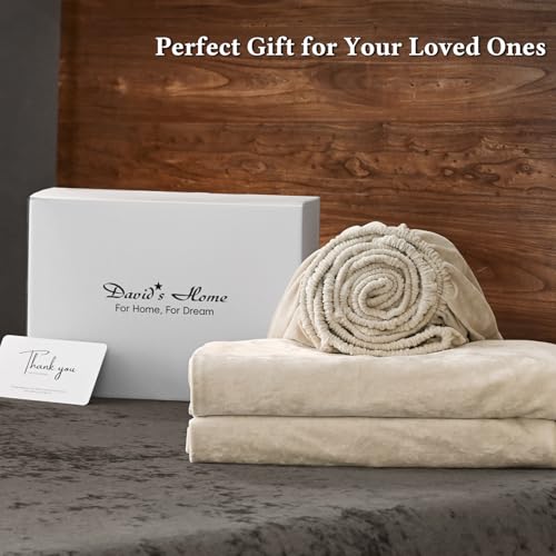 David's Home Velvet Fitted Sheets Set Twin Size French Oak, Extra Deep Pocket up to 18",Ultra Soft Luxury Plush Fleece Bottom Sheet with Side Pocket & Elastic Corner Straps, Fall Winter by David's Home - Image 7