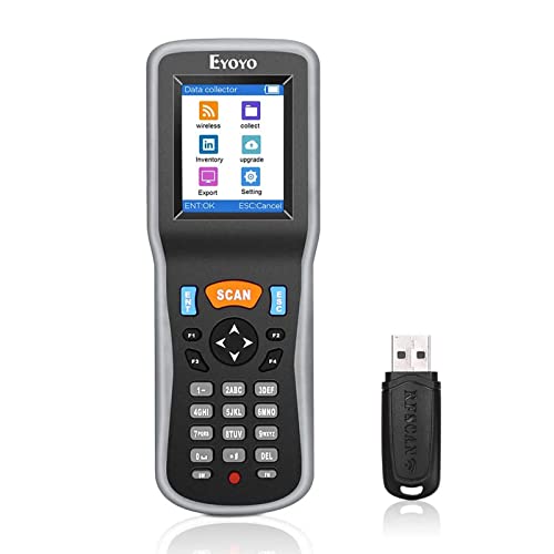 Eyoyo 1D Escáner de Código de Barras, Lector de Código de Barras Colector de Datos Contador de Inventario con LCD Pantalla de Colores y USB Receptor para Tienda, Supermercado y Almacén Cover