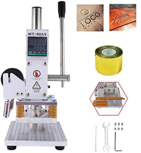 YUNSHINE 110V Hot Foil Press Stamping Machine Printer Manual Temperature Control Embosser for Paper Card Maker Leather PVC PU Wood (Press Board Size:8x10cm)