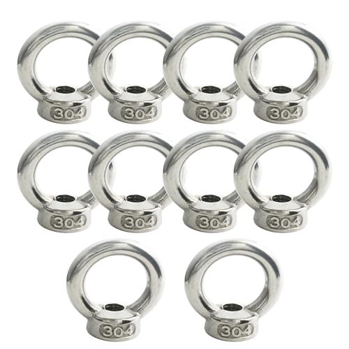 Image of M3 (1 /8 inch) EyeNut Stainless Lifting Eye Nuts Thread Ring Shoulder for Mounting Anchor Point,10 Packs