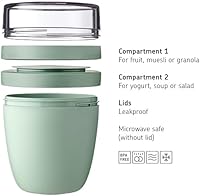 Vista 2 de Mepal Tarro de avena Overnight – Práctico vaso de yogur y taza de muesli – Compartimentos separados para yogur y muesli – Apto para congelador