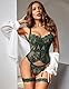 Avidlove Damen Dessous Set Spitze Body Corsage Sexy Unterwäsche Curvy Bodysuit Teddy Reizwäsche Babydoll Lingerie Frauen Strapsen Set Grün XXL