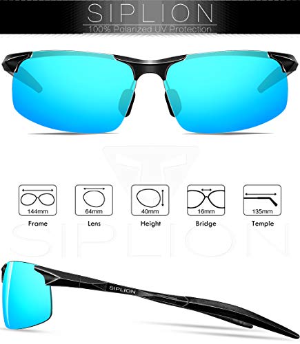 Siplion Men's Driving Polarized Sport Sunglasses Al-Mg Metal Frame Ultra Light 8177 Blue #TOP2