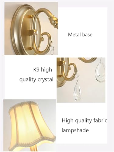 Applique murale en tissu et cristal pour illuminer votre chambre d'hôtel ou salon chic - 6