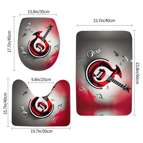 Tapis de salle de bain imprimé musique et contour WC flanelle - 3