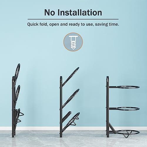Support de rangement vertical en acier noir durable pour trois ballons - 4