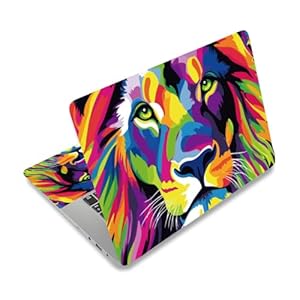 PLIGREAT Colorful Lion Laptop Sticker Decals, 12" 13" 13.3" 14" 15" Laptop Skin Stickers Abstract Paint Universal Removable Vinyl Notebook Art Protector Netbook PC Cover Decal