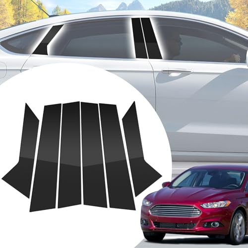 6pcs Glossy Black Exterior Door Window Pillar Posts Molding Cover Panel Trim Stickers Side Door Window Cover Trim Kits for Ford Fusion 2013-2017 2018 2019 2020 Accessories (Without Keypad)