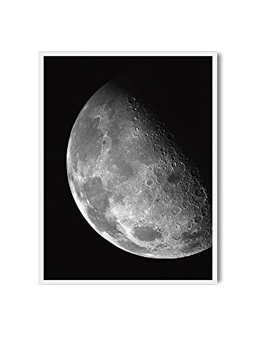 MILUKA Affiche pour encadrer dans des Tableaux | Poster de Lune, Espace Blanc et Noir Moon | Crescent Moon | Plusieurs Tailles (20 x 30 cm) Cover