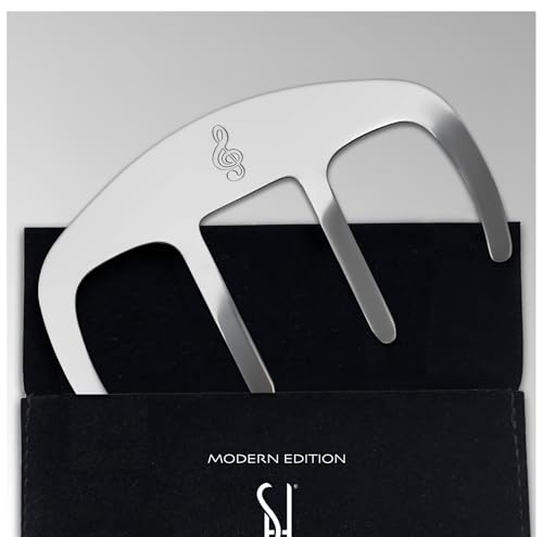 Stelle & Hegen Sheet Music Holder for Music Stand - Polished Stainless Steel Page Holder Clip with Treble Clef Design for Piano Books - Carry Bag Included (Modern Edition)