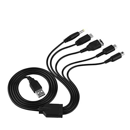 5 i 1 USB-laddningslinje för NY 3DSXL LL/NY 3DS / NDSL/SP/PSP/Wii U, Spelkabel för Ny 3DS (XL/LL) / 3DS (XL/LL) / 2DS / DSi (XL/LL) / GBA SP/Wii U/PSP 1000/2000/3000