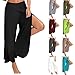 Andongnywell Fashion Womens High Split Yoga Pants High Waist Wide Leg Yoga Flowy Layered Palazzo Pants Trousers (Blue,Small)